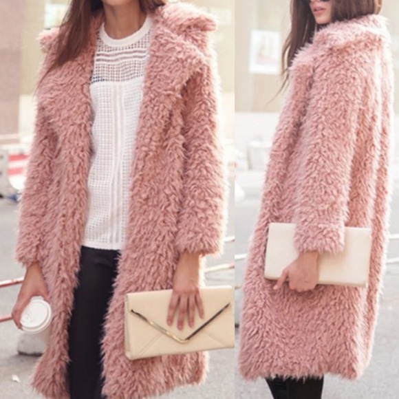 Delilah Wear Jackets & Blazers - 1 LEFT NEW Pink Shaggy Fur Jacket Cozy Classy